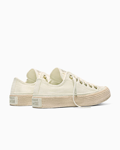 Chuck Taylor All Star Espadrille Egret/Papyrus/Gold, Heel View