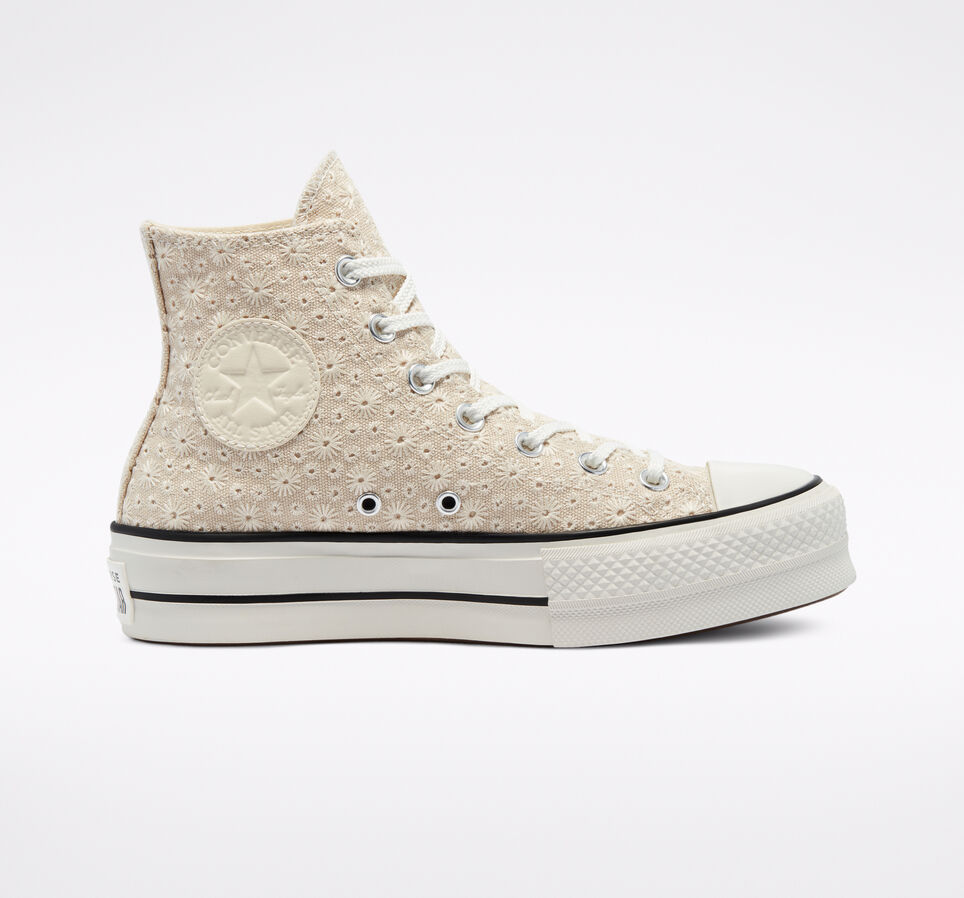 Canvas Broderie Platform Chuck Taylor All Star Farro/Marfil natural
