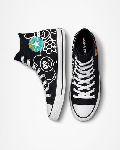 Chuck Taylor All Star Floral Black/White/Light Dew, Top and Side View