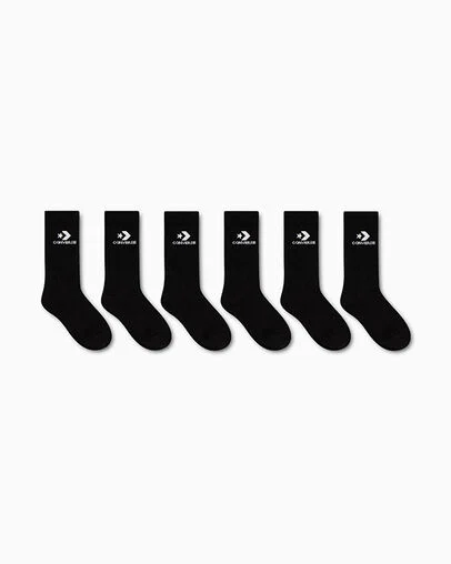6-Pack Star Chevron Crew Socks Black, 3/4 View