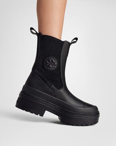 Chuck Taylor All Star Lugged Heel Chelsea Boot Black/Black/Black, Reflective View