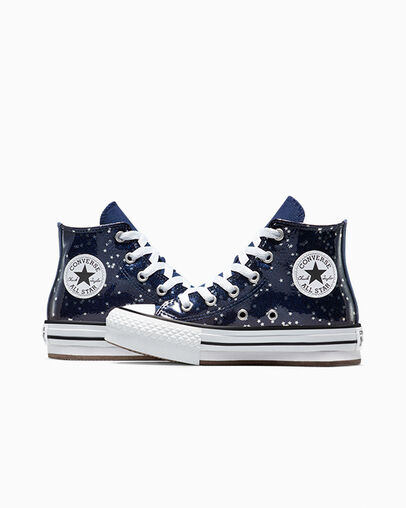 Chuck Taylor All Star EVA Lift Platform Glitter Navy/White/Egret, Detail Angle View