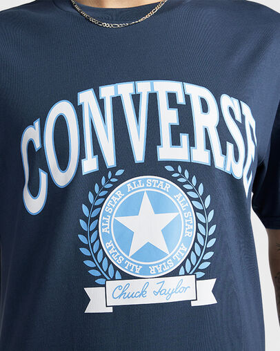 Retro Collegiate Graphic T-Shirt Converse Navy, Detail View
