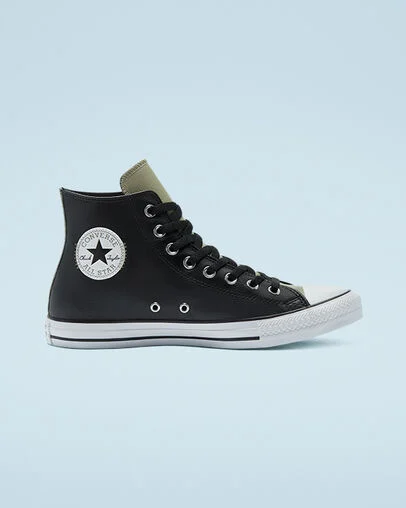 Chuck Taylor All Star Faux Leather Black/Light Field Surplus, Outer Side View
