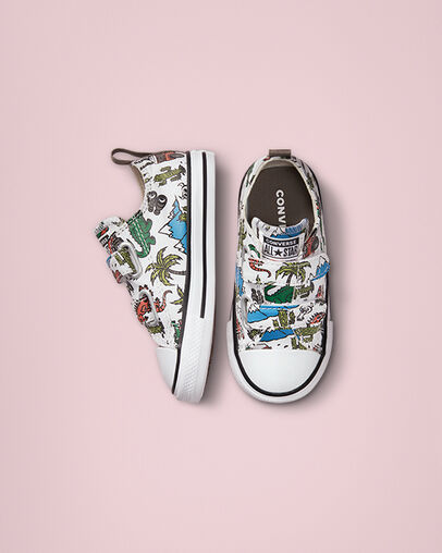 Chuck Taylor All Star Easy-On Desert Explorer White/Engine Smoke/Green, Top and Side View