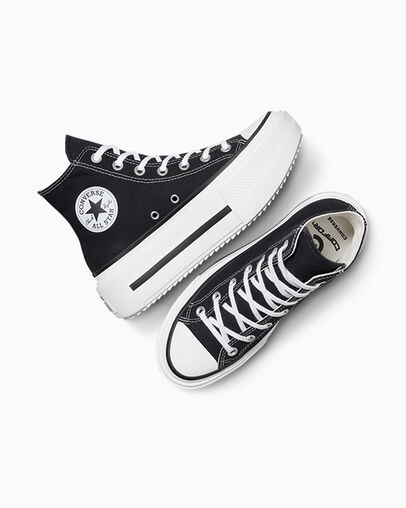 Chuck Taylor All Star Lift Double Stack Platform Canvas Zwart/Wit/Zwart, Angled View