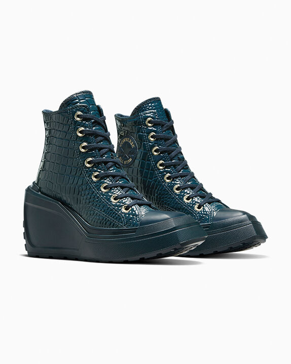 Chuck 70 De Luxe Wedge Platform Leather Into The Void/Gold