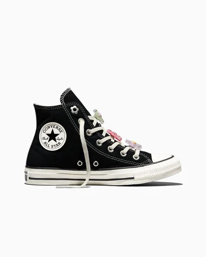 Chuck Taylor All Star Floral Charms Black/Egret/Cherry Balm, Outer Side View