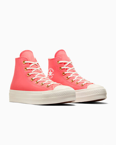 Chuck Taylor All Star Lift Platform Watermelon Slushy/Egret/Wit, Top and Side View