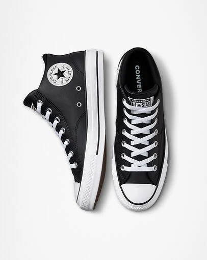 Chuck Taylor All Star Malden Street Faux Leather Black/White/Black, Top and Side View