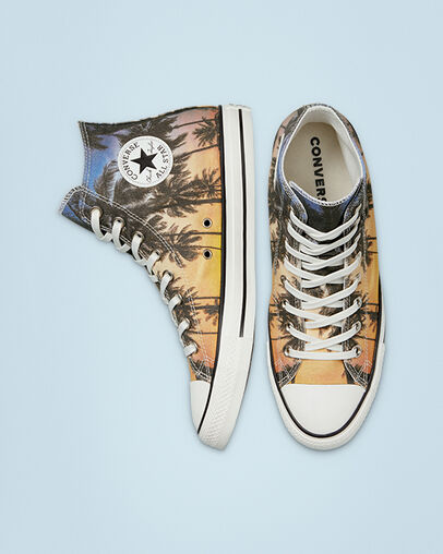 Sunset Palms Chuck Taylor All Star Naranja/Blanco/Negro, Top and Side View