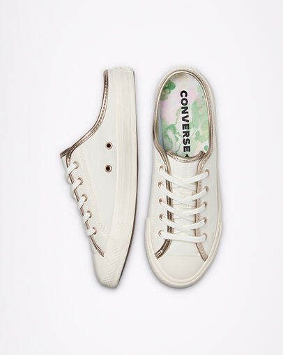 Chuck Taylor All Star Dainty Mule Egret/Light Gold/Egret, Top and Side View