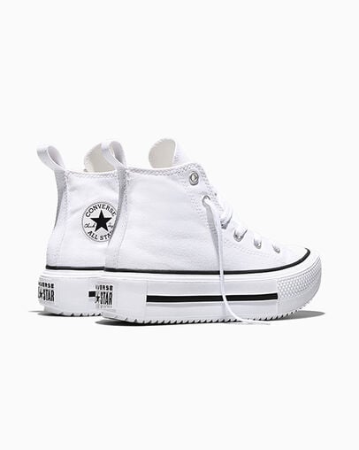 Chuck Taylor All Star Lift Double Stack Platform White/Black/Egret, Heel View