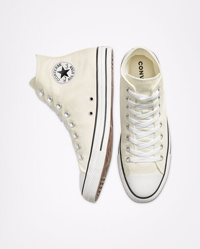 Cheerful Chuck Taylor All Star High Top Egret/Black/White, Top and Side View