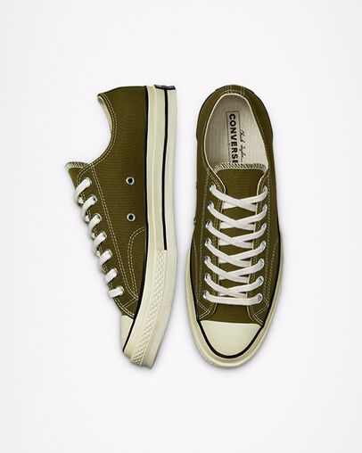 Chuck 70 Vintage Canvas Dark Moss/Egret/Black, Top and Side View