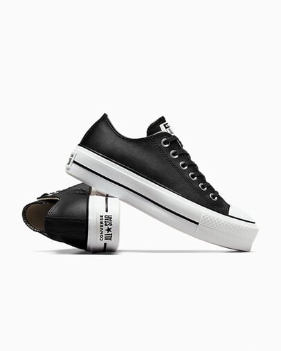 Chuck Taylor All Star Platform Clean Leather Nero/Nero/Bianco, Detail Angle View