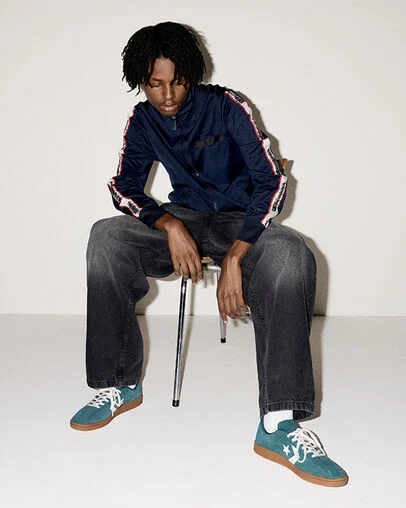 All Star Classic Trainer Suede Jaded Teal/Vintage White/Gum, On Foot Shot 1