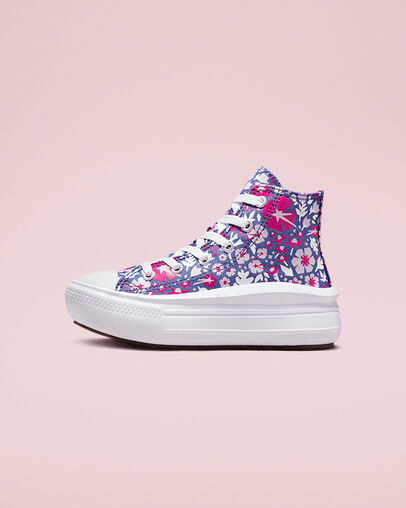 Chuck Taylor All Star Move Platform Paper Floral Washed Indigo/Pink Zest/White, Inner Side View
