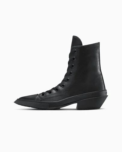 Chuck 70 De Luxe Pointed Leather Black/Black/Black, Inner Side View