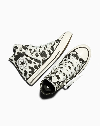 Chuck Taylor All Star Cow Print Black/Egret/Black, Angled View