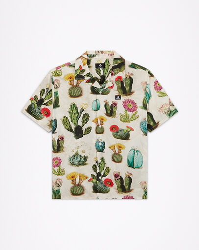 Plant Print Resort Shirt Desert Sand Cactus Multi, Front View