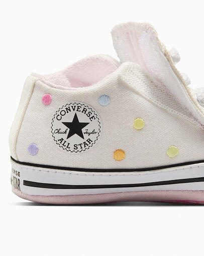 Chuck Taylor All Star Embroidered Polka Dots Easy On Vintage White/White, Detail Angle View