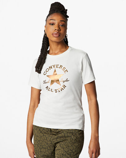 Metallic Chuck Taylor Patch Classic Fit T-Shirt Egret, Front View