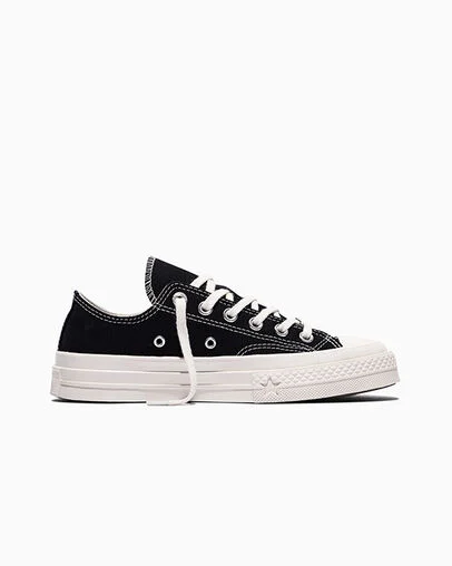 Chuck 70 X Silver Stars Black/Dull Silver/Egret, Outer Side View