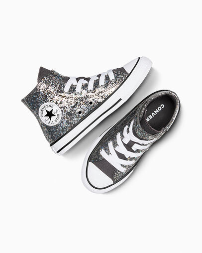 Chuck Taylor All Star Glitter Easy-On Mati&egrave;re noire/Blanc/Noir, Angled View