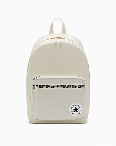 Go 2 Leopard Backpack Converse Egret, Front View