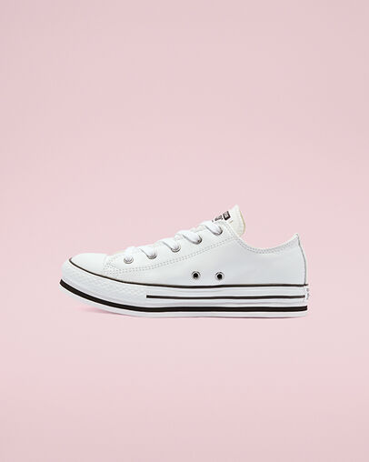 Big Kids Leather EVA Platform Chuck Taylor All Star Low Top White/Black/Egret, Inner Side View