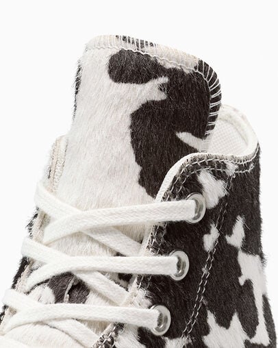 Chuck Taylor All Star Cow Print Pony Hair Egret/Mudguard/Black, Detail Angle View