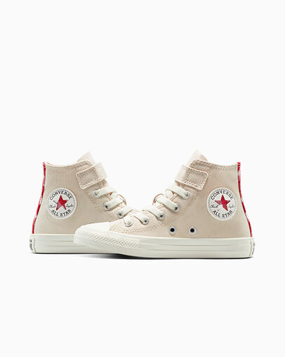 Chuck Taylor All Star Checkered Accents Easy-On Light Dune/Egret/Red, Detail Angle View