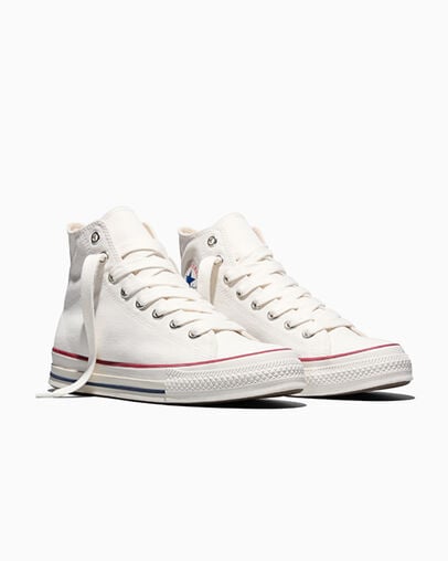 Chuck Taylor Throwback Vintage White/Blue/Red, Top and Side View