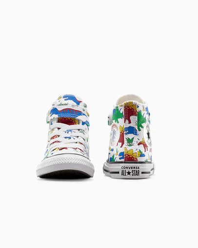 Chuck Taylor All Star Easy-On Dino Party White/Totally Blue/Enamel Red, Heel View