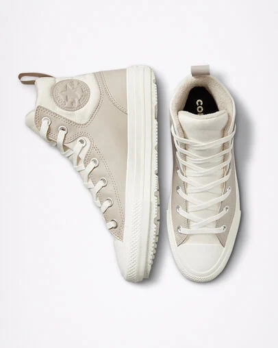 Chuck Taylor All Star Berkshire Boot Papyrus/Egret/Egret, Top and Side View