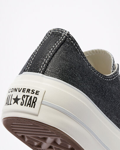 Chuck Taylor All Star Lift Platform Metallic Denim Black/Egret/Silver, Detail Angle View