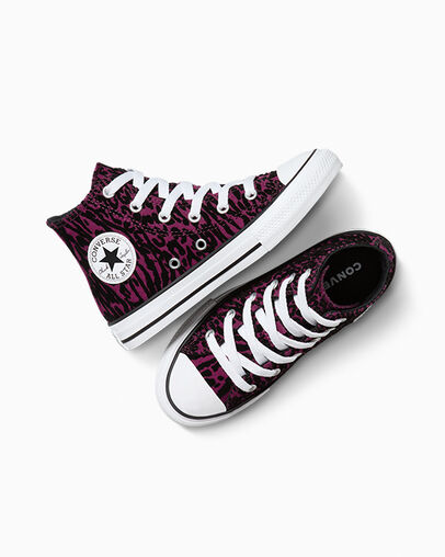 Chuck Taylor All Star Flocked Leopard Print Frozen Acai/White/Black, Angled View