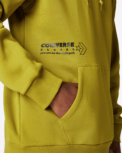 Free World Graphic Pullover Hoodie Moss, Detail View