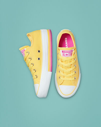 Multicolor sole EVA Platform Chuck Taylor All Star Pulso c&iacute;trico/Blanco, Top and Side View