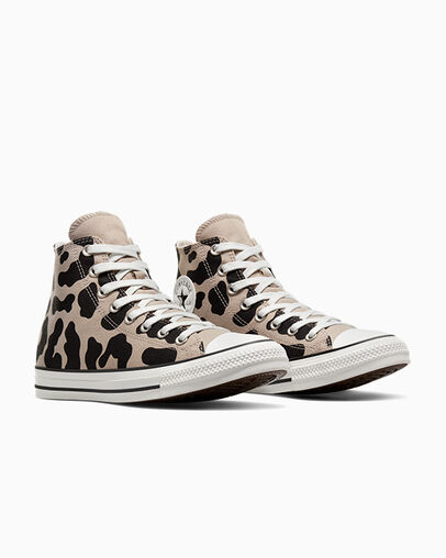 Chuck Taylor All Star Animal Print Black/Papyrus/Vintage White, Top and Side View