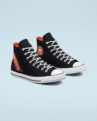 Chuck Taylor All Star GORE-TEX&reg; Cold Fusion Black/Bold Mandarin/White, Angled View