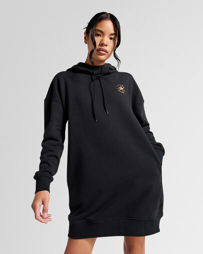 All Star Shine Hoodie Dress Converse Black, Front View