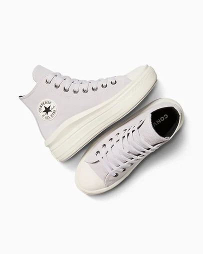 Chuck Taylor All Star Move Platform Suede Bone Cold/Egret/Black, Angled View