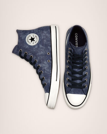 Chuck Taylor All Star Washed Canvas Midnight Navy/Midnight Navy, Top and Side View
