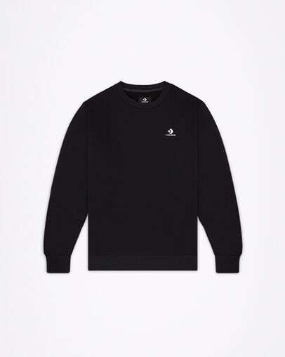 Embroidered Star Chevron Crew Neck Pullover Converse Black, Front View