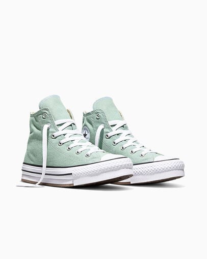 Chuck Taylor All Star EVA Lift Canvas Platform Thyme Again/White, Top and Side View