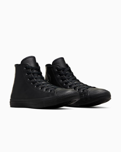 black leather chucks