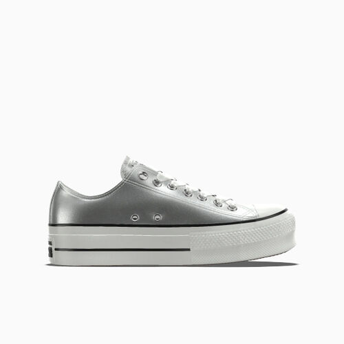Converse Custom Chuck Taylor All Star Lift Platform Leather By You Silver – 173159CHO24_silver_COC