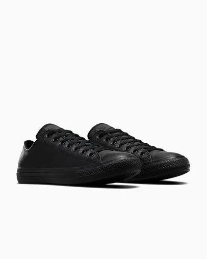 Chuck Taylor All Star Leather Nero mono, Top and Side View